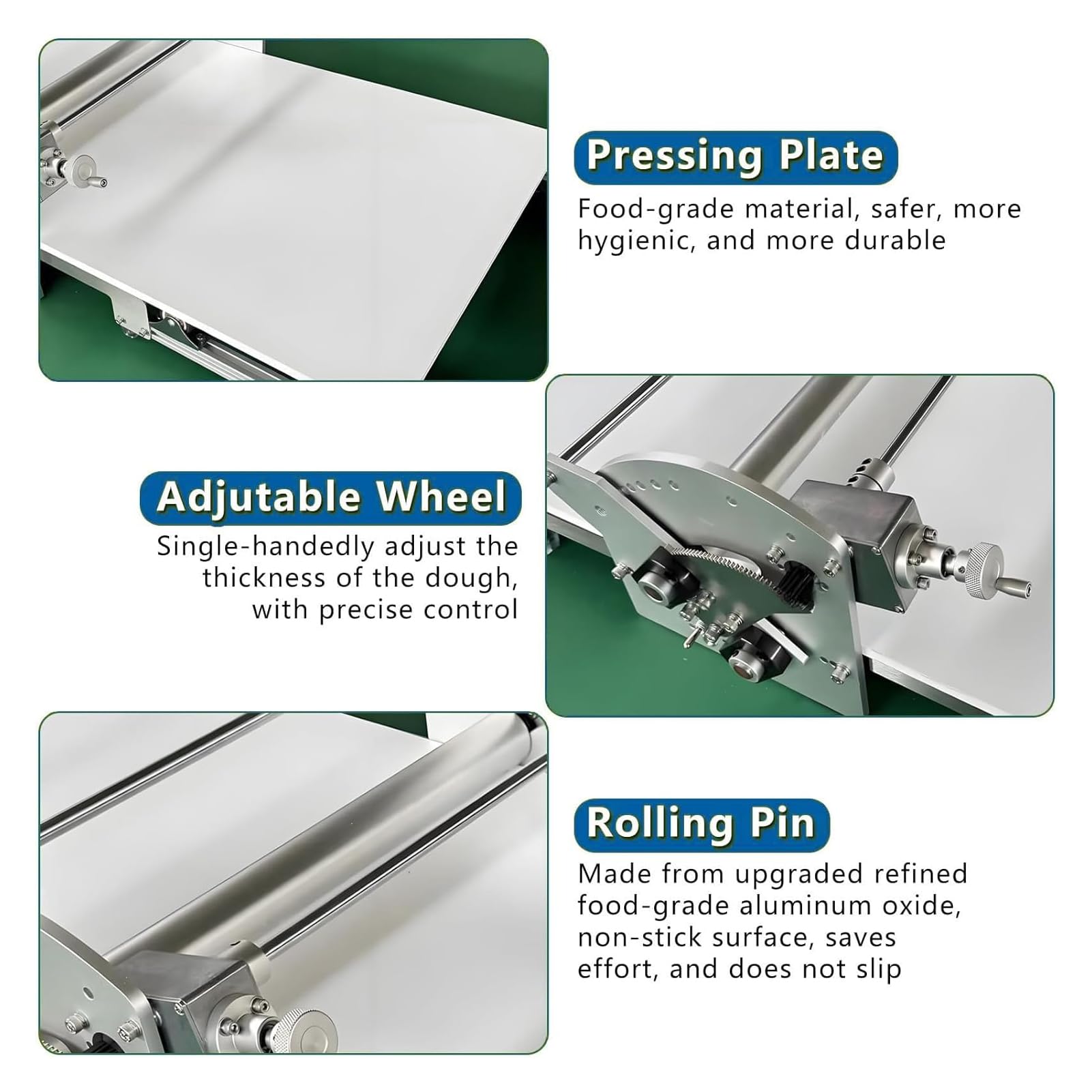 Professionale Sfogliatrice Elettrica per Pasta, Sfogliatrice Pasticceria Elettrico in Acciaio Inox con Impostazioni di Spessore Regolabili da 2 a 30mm, Laminatrice per Croissant e Pastas Sfoglia