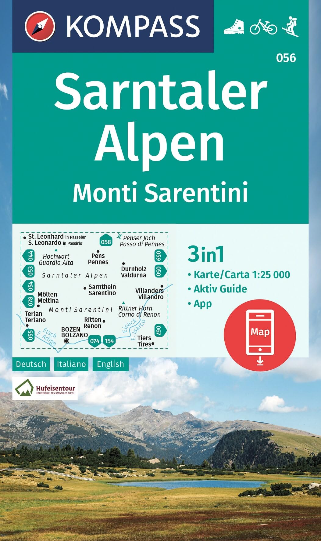 Sarntaler Alpen / Monti Sarentini D/I (056): 3in1 Wanderkarte mit Aktiv Guide inklusive Karte zur offline Verwendung in der KOMPASS-App. Fahrradfahren. Skitouren.