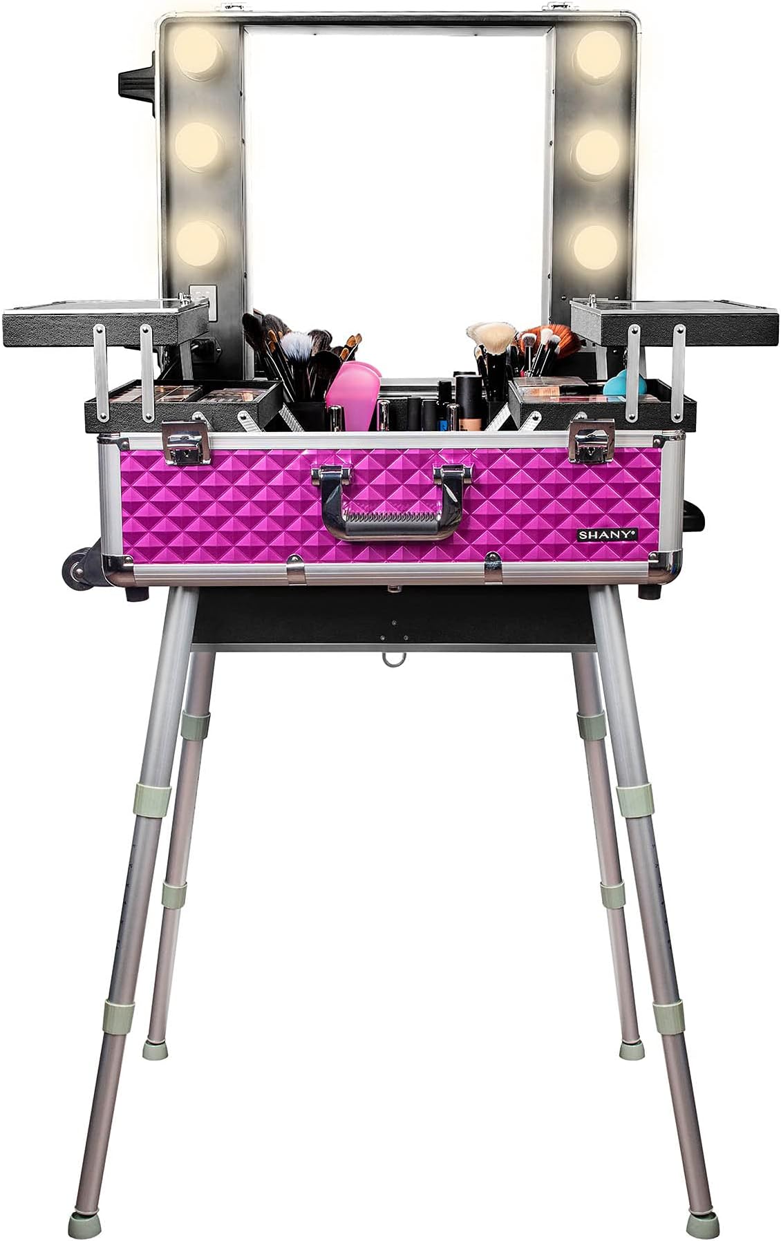 SHANY Studio ToGo Wheeled Trolley Makeup Case & Organizer with Light - Purple