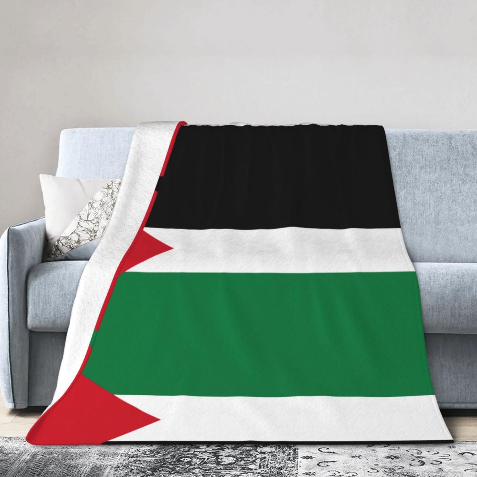 Flag of The State of Palestine 40"x30" Fleece Blanket, Full Size, Super Soft, Suitable for Bed, Sofa, Camping, All Seasons