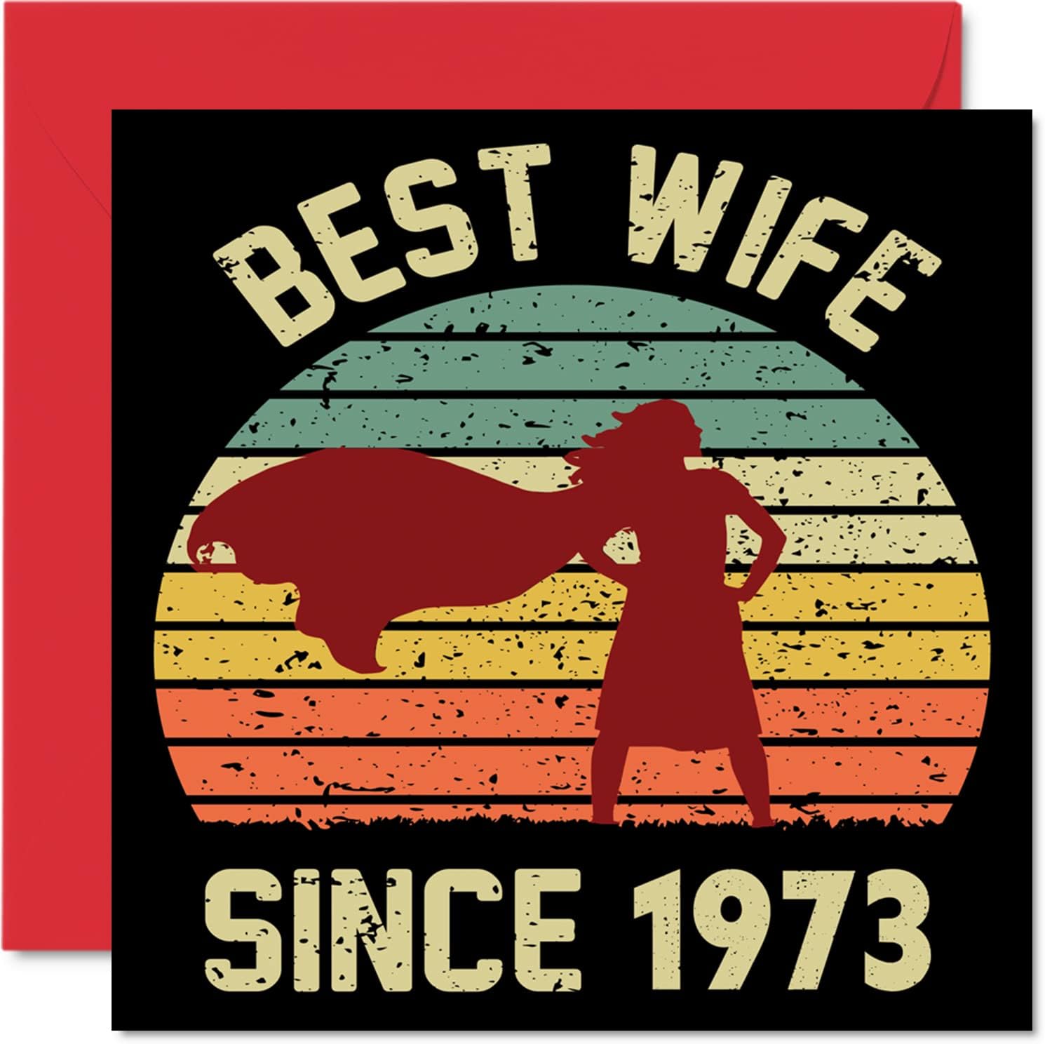 Stuff4 53rd Anniversary Card for Wife from Husband - Best Wife Since 1973 - I Love You Gifts, Happy 53rd Wedding Anniversary Cards for Partner, 5.7 x 5.7 Inch Greeting Cards for Anniversaries
