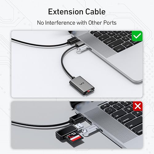 Miniatura 5 de uni Lector de tarjetas SD, adaptador USB 3.0 de alta velocidad a tarjeta micro SD, lector de tarjetas de memoria de aluminio para computadora con