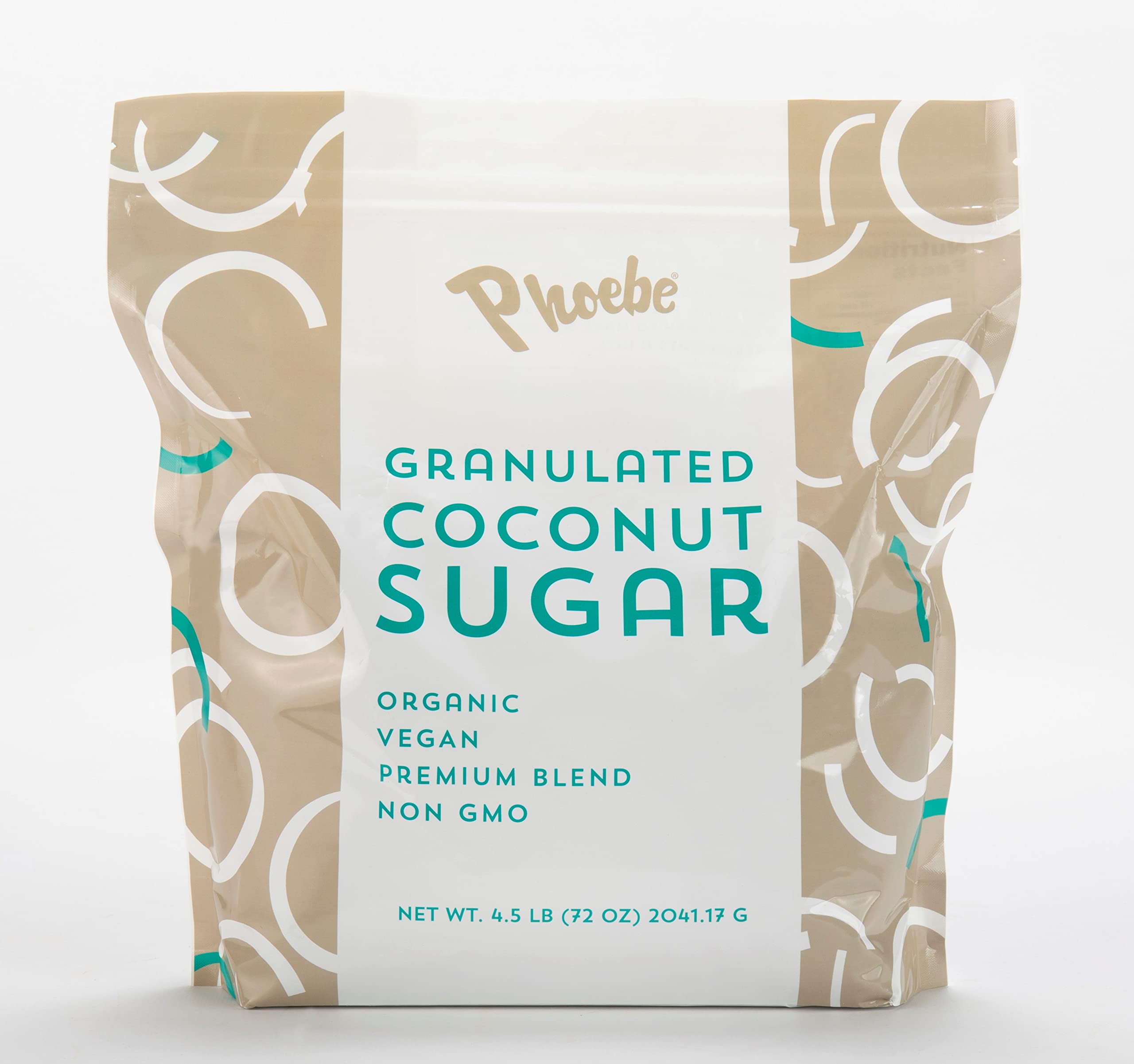 Phoebe Granulated Coconut Sugar 4.5 lbs (72 oz) - All Natural, Vegan, Premium Blend, Non-GMO, Paleo Friendly