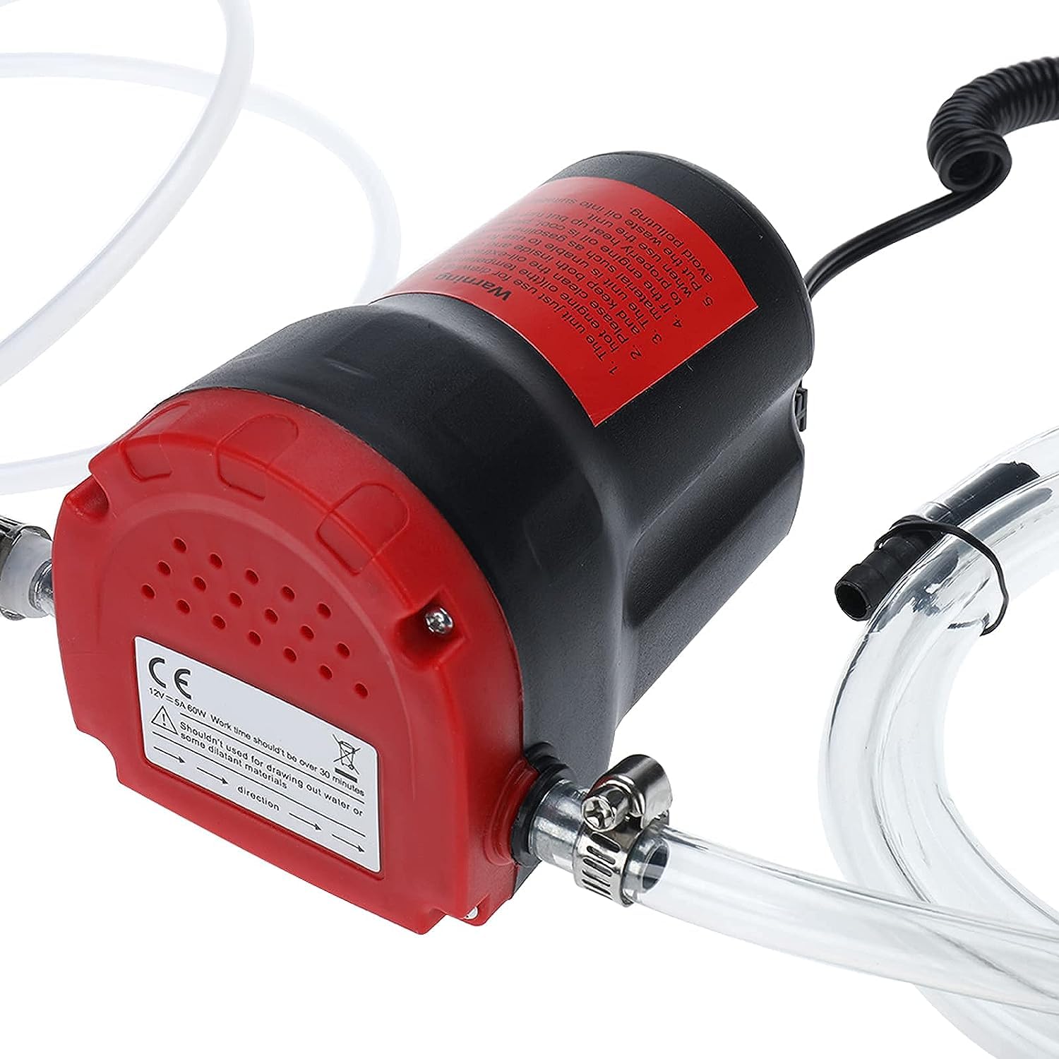 FreeTec Pompa do odsysania oleju napędowego, pompa olejowa, pompa do wymiany oleju silnikowego i opałowego, 12 V, 60 W, czerwona
