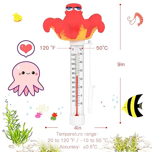 Vista 5 de XY-WQ Termómetro flotante para piscina, tamaño grande, fácil de leer para la temperatura del agua con cuerda, piscinas, spas, jacuzzis, estanques