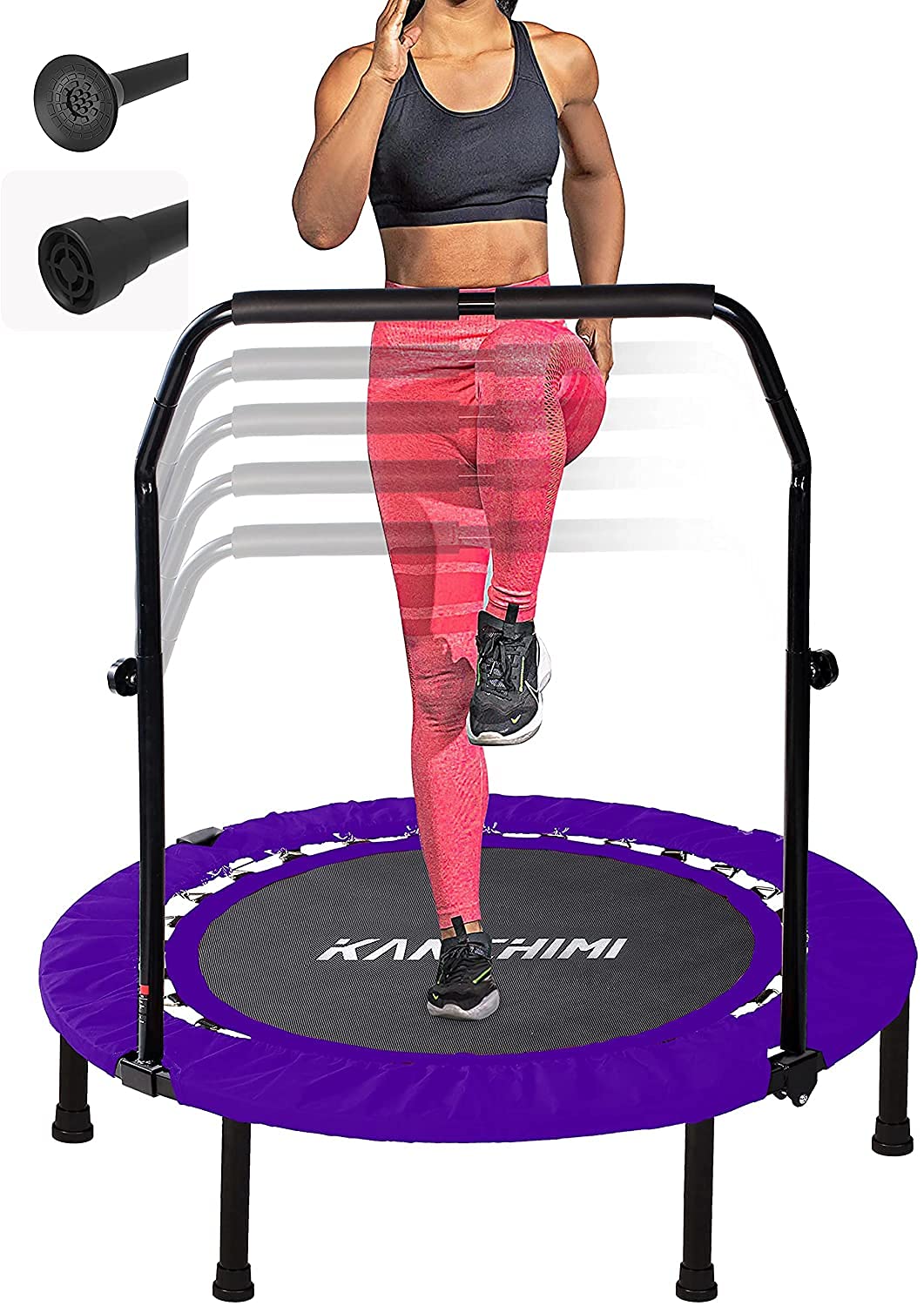 Kanchimi 40" Folding Mini Fitness Indoor Exercise Workout Rebounder Trampoline with Handle, Max Load 330lbs