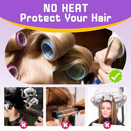 Miniatura 4 de Hair roller set 24PCS, Velcro Rollers Curlers for Long Medium Short Hair, No Heat, Hair-friendly, Natural Effect, Includes 12 Self Grip Rollers &12