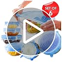 Image of 6 Pcs Silicone Stretch Lids Microwave Safe Reuseable Flexible Food Safety Covers For Rectangle, Round, Square Bowls, Dishes, Plates, Cans, Tin, Jars, Glassware, Mugs