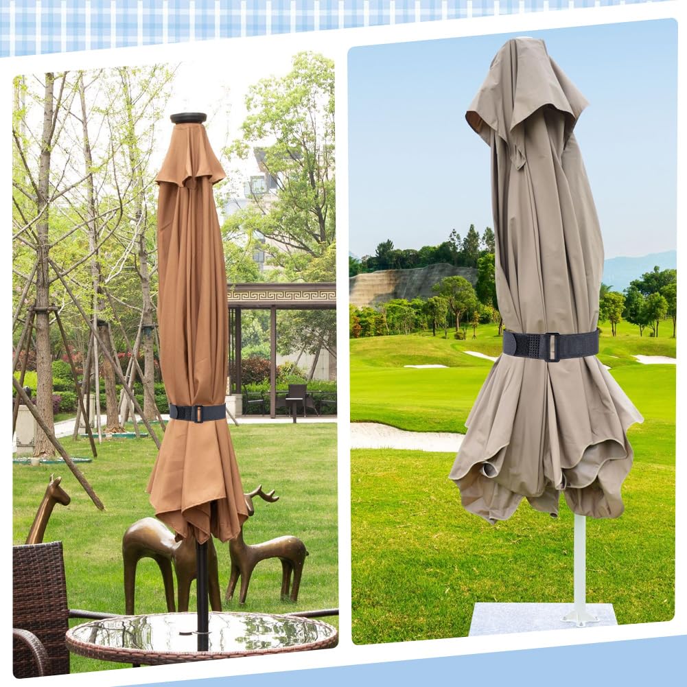 GORGECRAFT 12pz 63cm Ombrello Giù Cinghie Nere Fissaggio Fisso Cinghia Multiuso Riutilizzabile Autoadesivo Regolabile Patio Ombrellone Stabilizzatore Cinghia Antivento per Grandi Ombrelloni