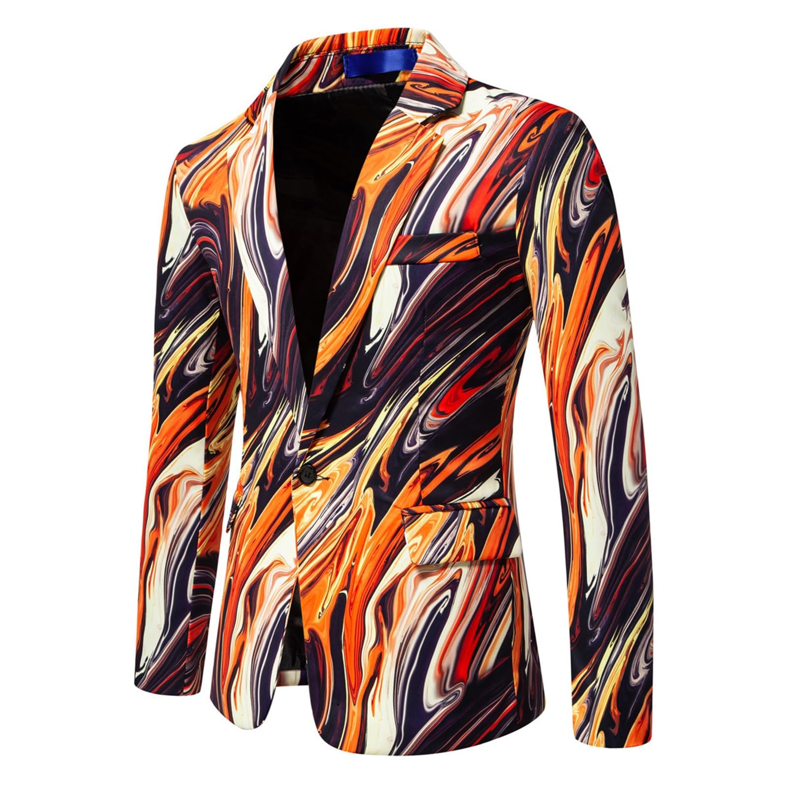 Generisch Set di tute da uomo colorato con stampa graffiti, casual, pantaloni e giacche per business, matrimonio, smoking blazer, elegante, slim fit, giacca da 2 pezzi, abbigliamento da discoteca