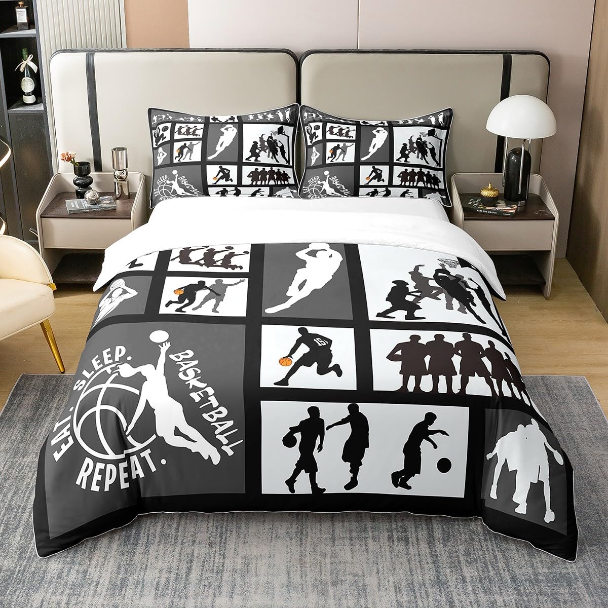 Parure de lit sport 100% coton anti-transpiration pour literie deux places