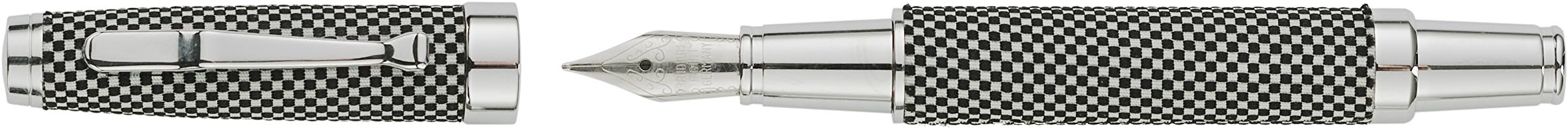 Chessboard Grey Fabric Finish Fountain Pen Grey check.