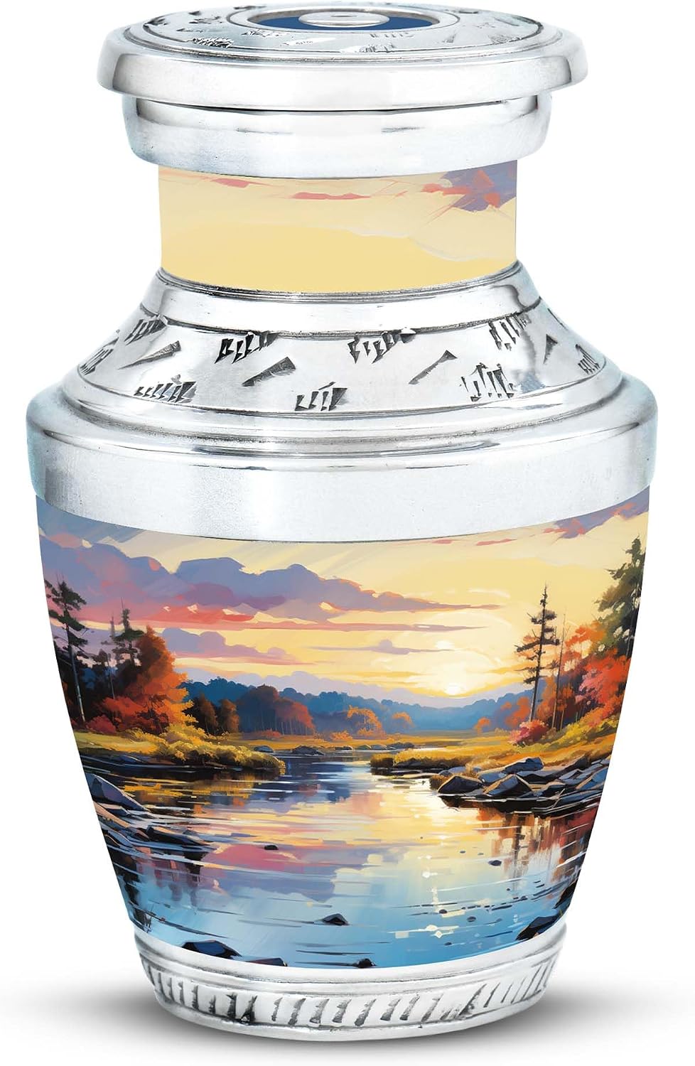 Dusk Descends On A Peaceful River, Cremation Keepsake Urns, Mini Keepsake Funeral Urn, Urn Keepsakes for Ashes, Urn for Ashes Adult Male & Female Small 3''
