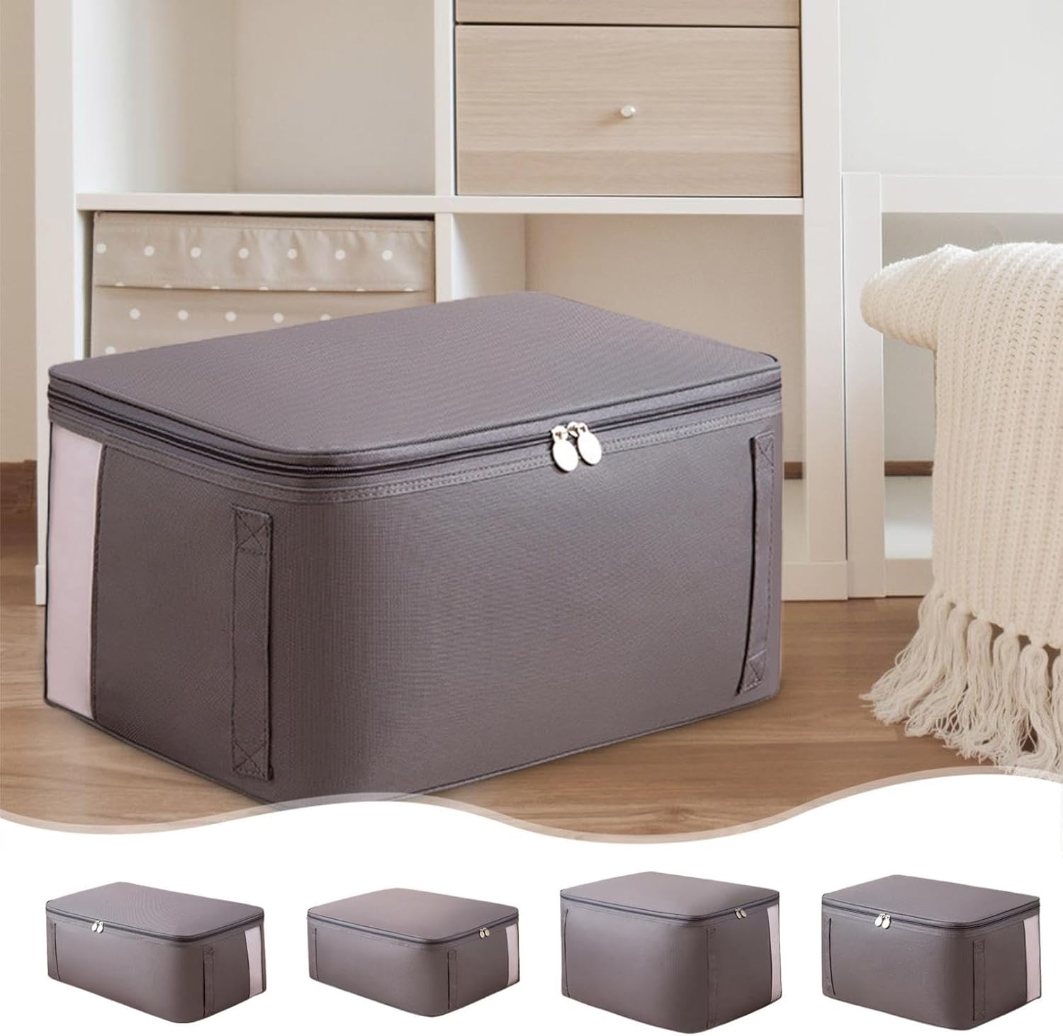Generic Storage Bags for Clothes, Heavy Duty Moving Bags, Storage Tote for Space Saving, Organization and Storage Containers with Lids, Storage Bins for Bedding, Blanket, Comforter (4PCS)