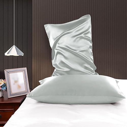 Miniatura 3 de PiccoCasa Fundas de almohada de satén de 3.00ozm para cabello y piel, funda de almohada sedosa de lujo con cierre de cremallera, juego de 2 fundas