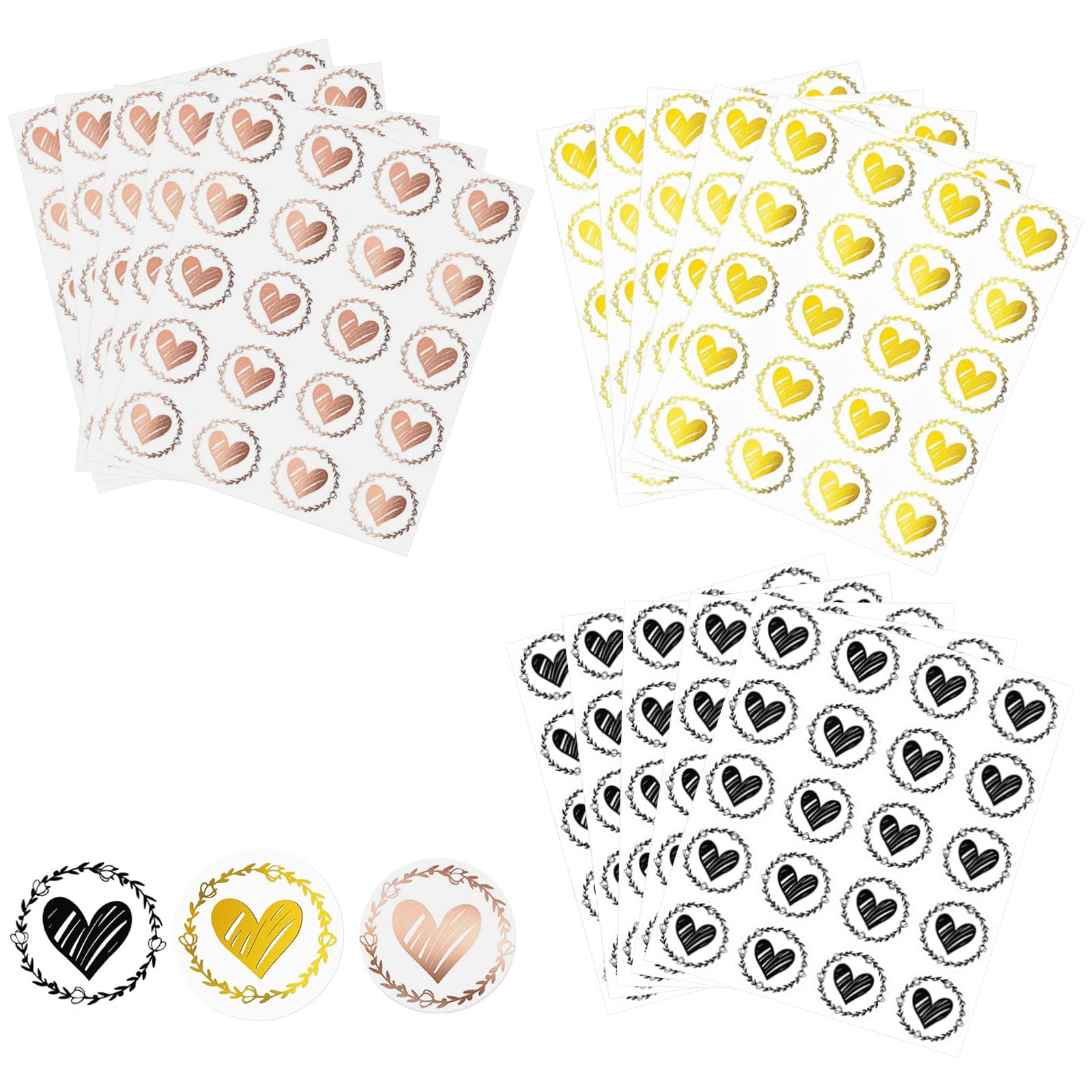 300pcs Pegatinas Corazón Cierre Sobre, Pegatinas de Sobres de Corazón Transparente, Sellos de Sobres de Corazón Transparentes, para Tarjetas de Invitaciones de Boda, Sobres de Fiesta（3 colores）