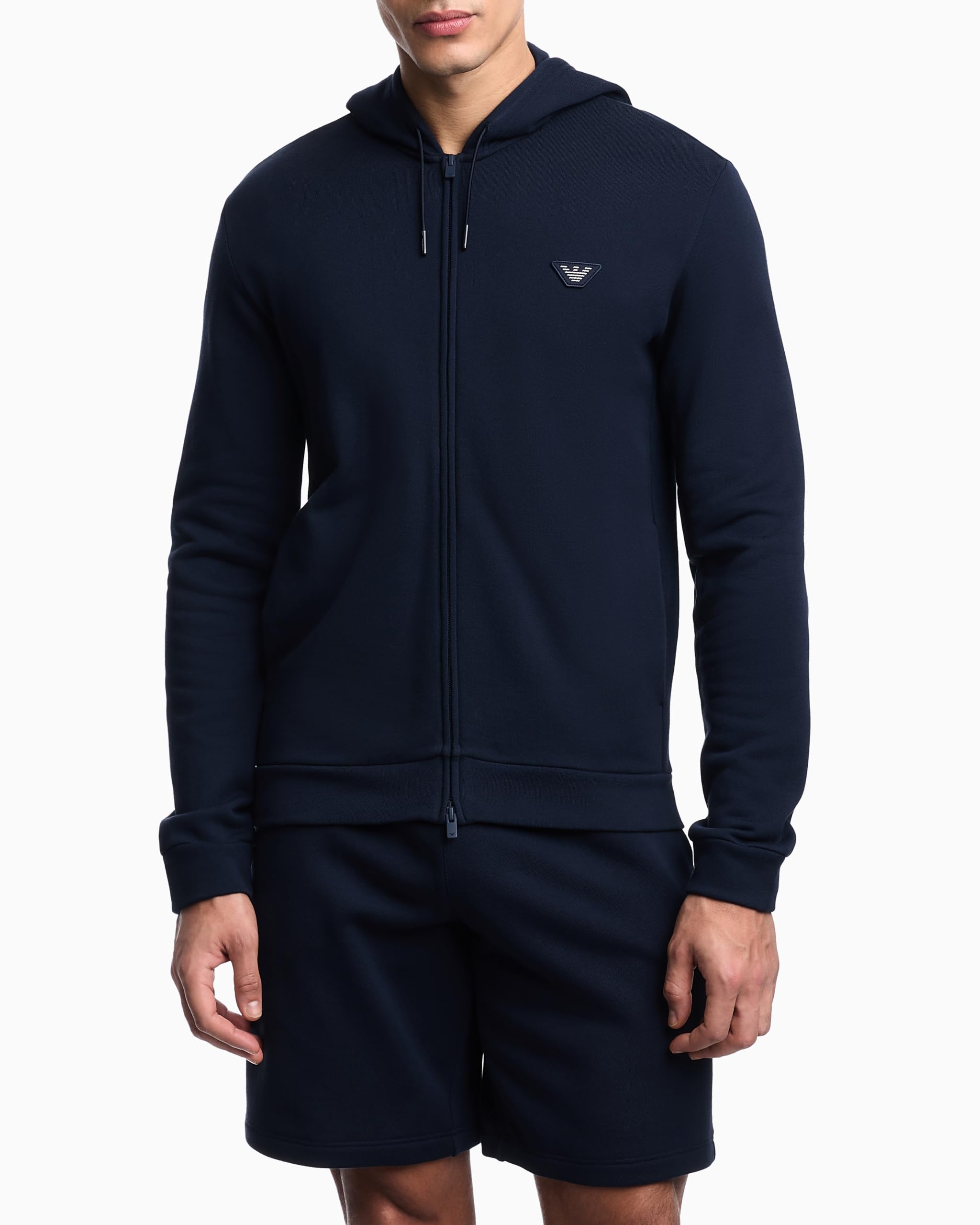 Emporio Armani Modal Herren-Sweatshirt mit Kapuze, Reißverschluss, Größe L, Blau
