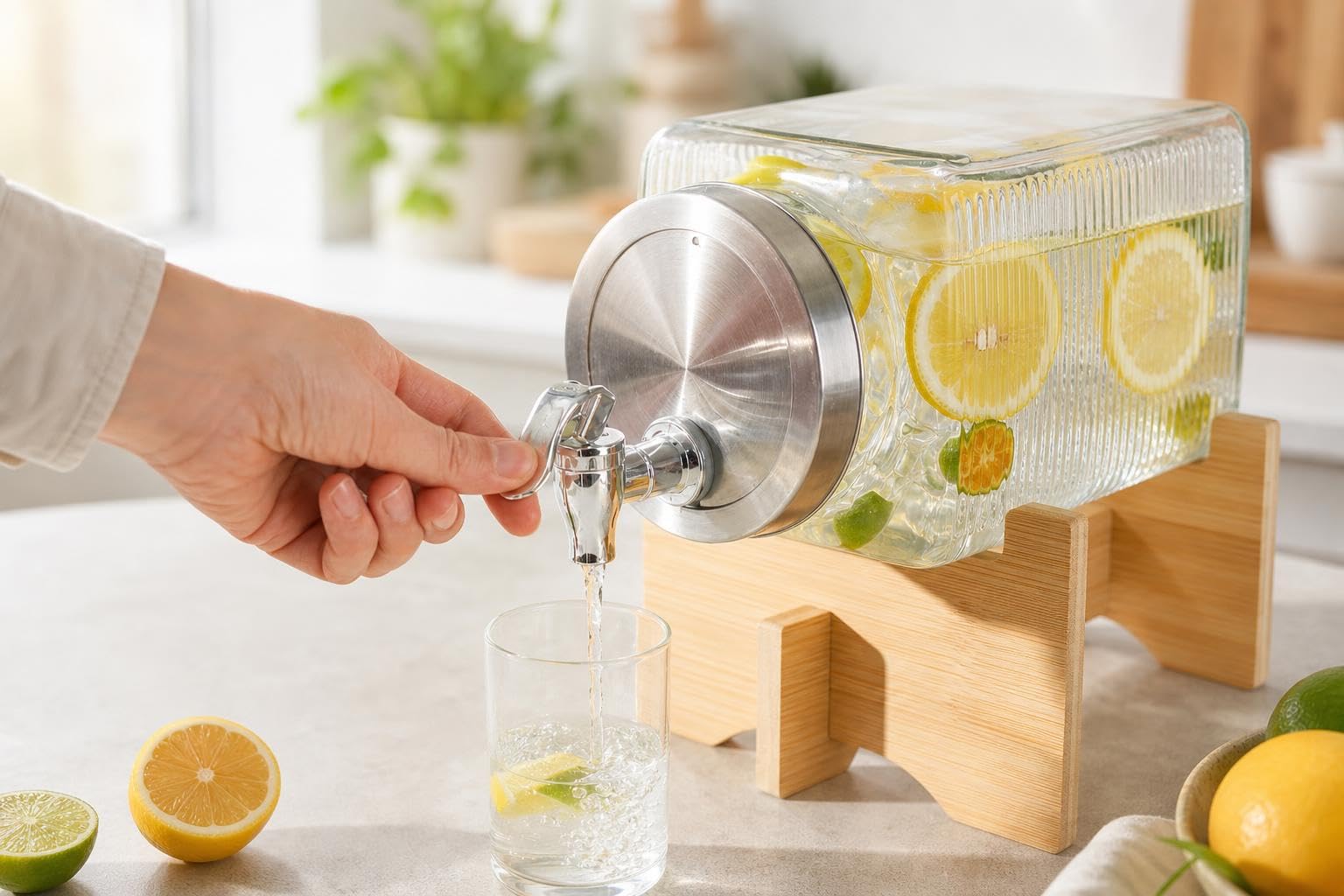 Dispenser Acqua e Bevande in Vetro per Frigorifero con Rubinetto Anti-Intasamento, Giapponese, Sigillatura migliorata per evitare odori nel frigorifero