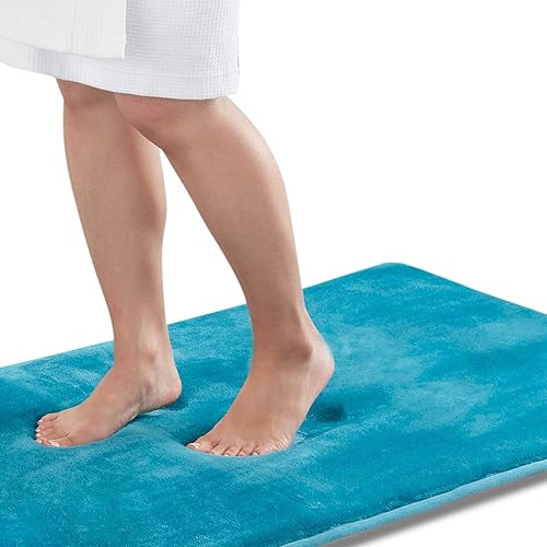 Genteele - Tapetes de baño antideslizantes, color mar Caribe, 20 x 32 pulgadas y de secado rápido, alfombras de espuma viscoelástica