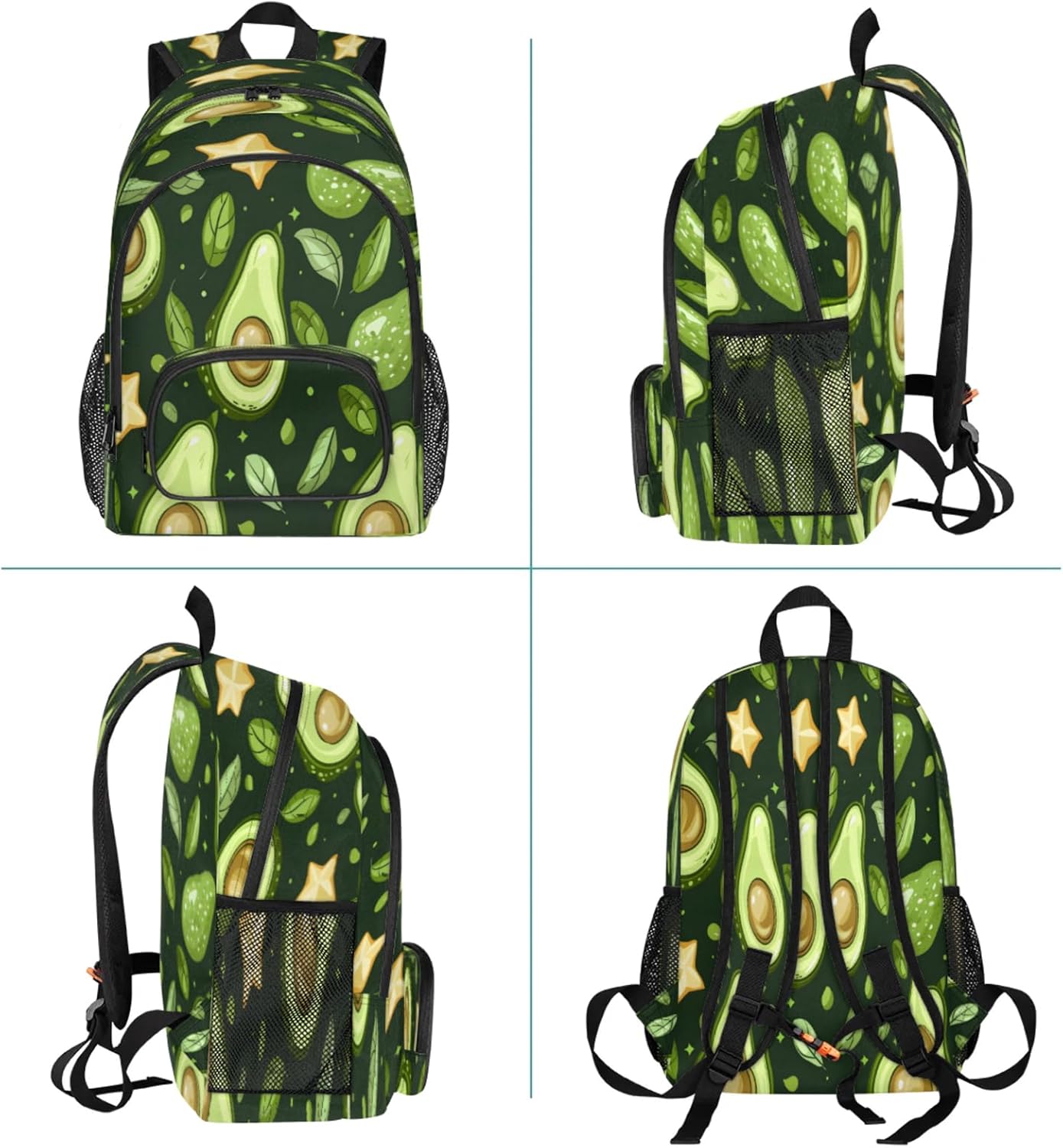 Avocado Black Large Capacity Backpack, 18 Inch Multi Pocket Laptop Tablet Backpacks Business Travel Hiking Daypack Casual Rucksack for Women Men Gifts