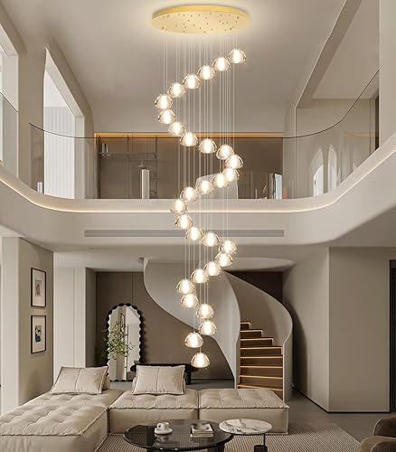 Miniatura 3 de Candelabros modernos de 30 luces para techo alto, grandes candelabros de cristal, lámpara LED de larga entrega para entrada, pasillo, vestíbulo,