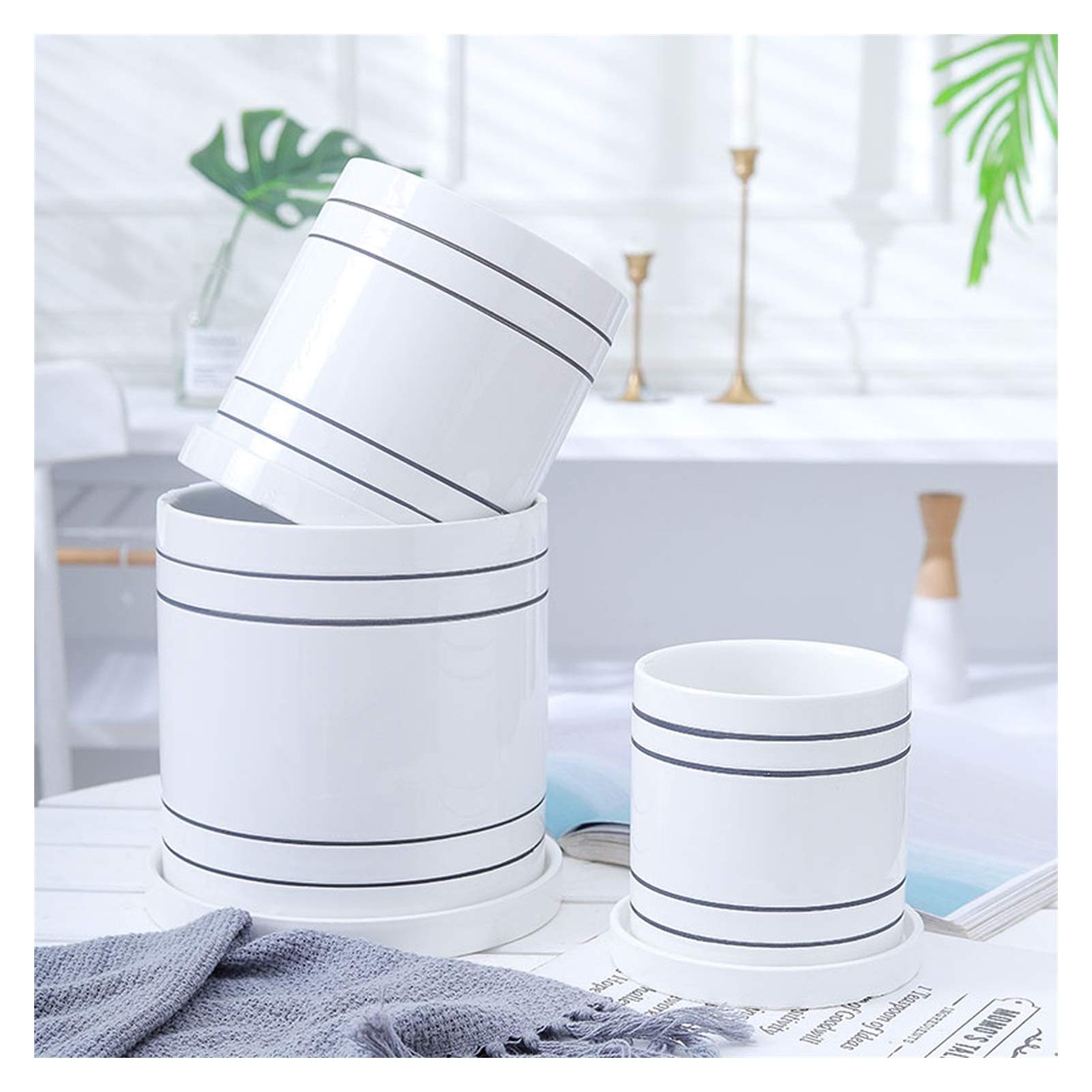 Dekoracyjne doniczki na kwiaty okrągłe doniczka na roślinę ceramiczne doniczki na kwiaty do wnętrz nowoczesne pojemniki na sukulenty z otworem odpływowym spodek dekoracja dom biuro na zewnątrz ogród doniczka (styl: B)