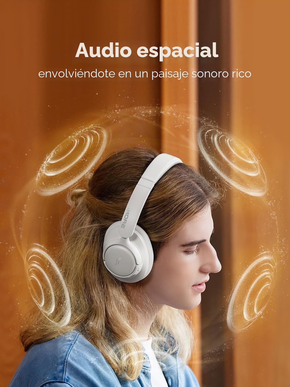 1MORE HQ31 Cascos Inalambricos Bluetooth, Auriculares Cancelación de Ruido Activa Híbrida, Hi-Res Audio, 90 Horas de Reproducción, Personalización vía App, Llamadas Claras, Cómodos y Plegables
