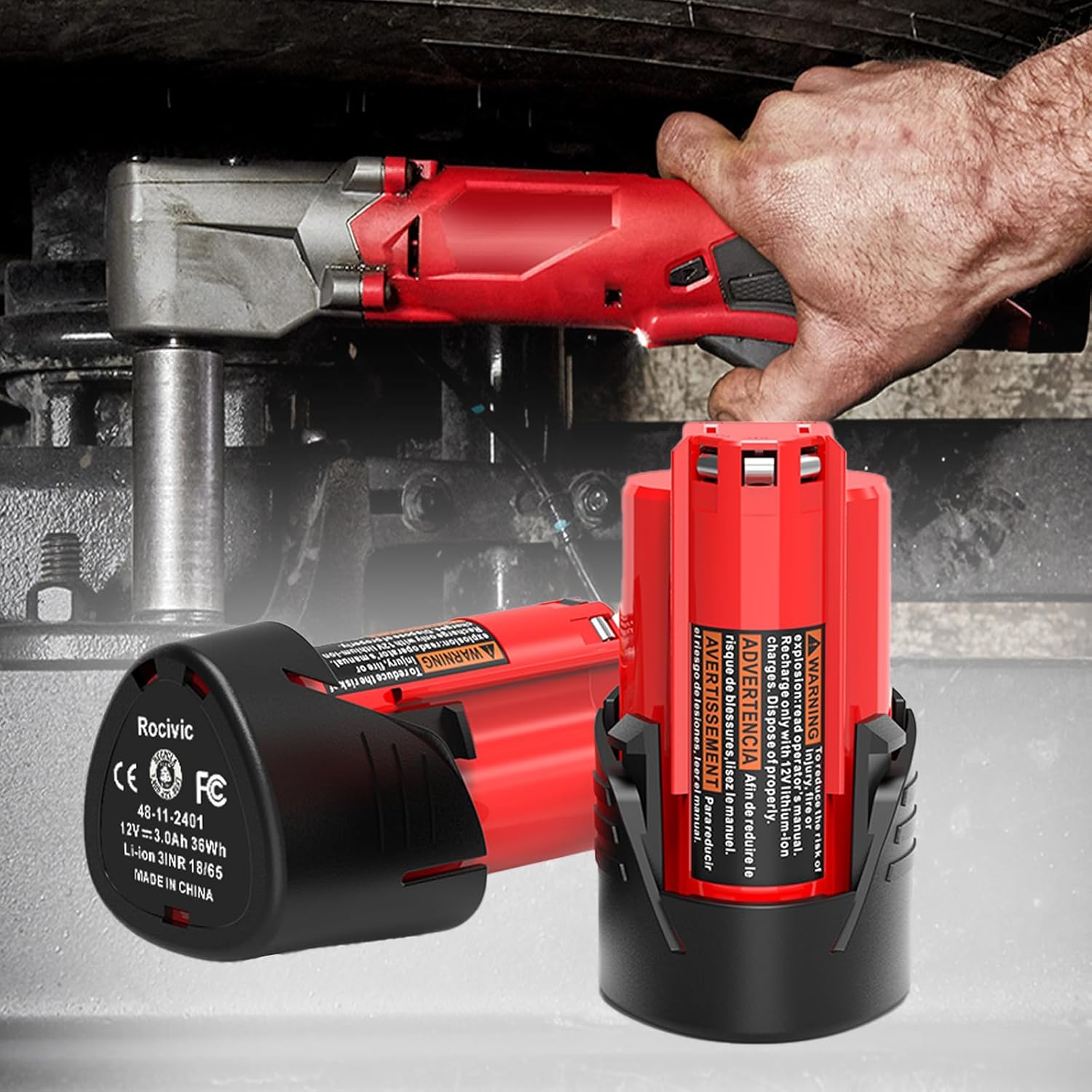 2 Pack 12 Volt 3.0Ah Battery with Led Indicator Replacement for Milwaukee m12 Battery, Compatible with All Milwaukee 12V m12 Tools Heated Jacket Charger 48-11-2420 48-11-2440 48-11-2402 48-11-2411