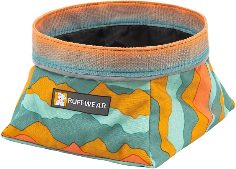 Ruffwear, Quencher Collapsible Dog Bowl, Spring Mountains, Medium | Packable Food & Water Bowl with Waterproof Lining, Water-Resistant Shell, & Reflective Trim, Lightweight, 4.2 Cups (1 L)