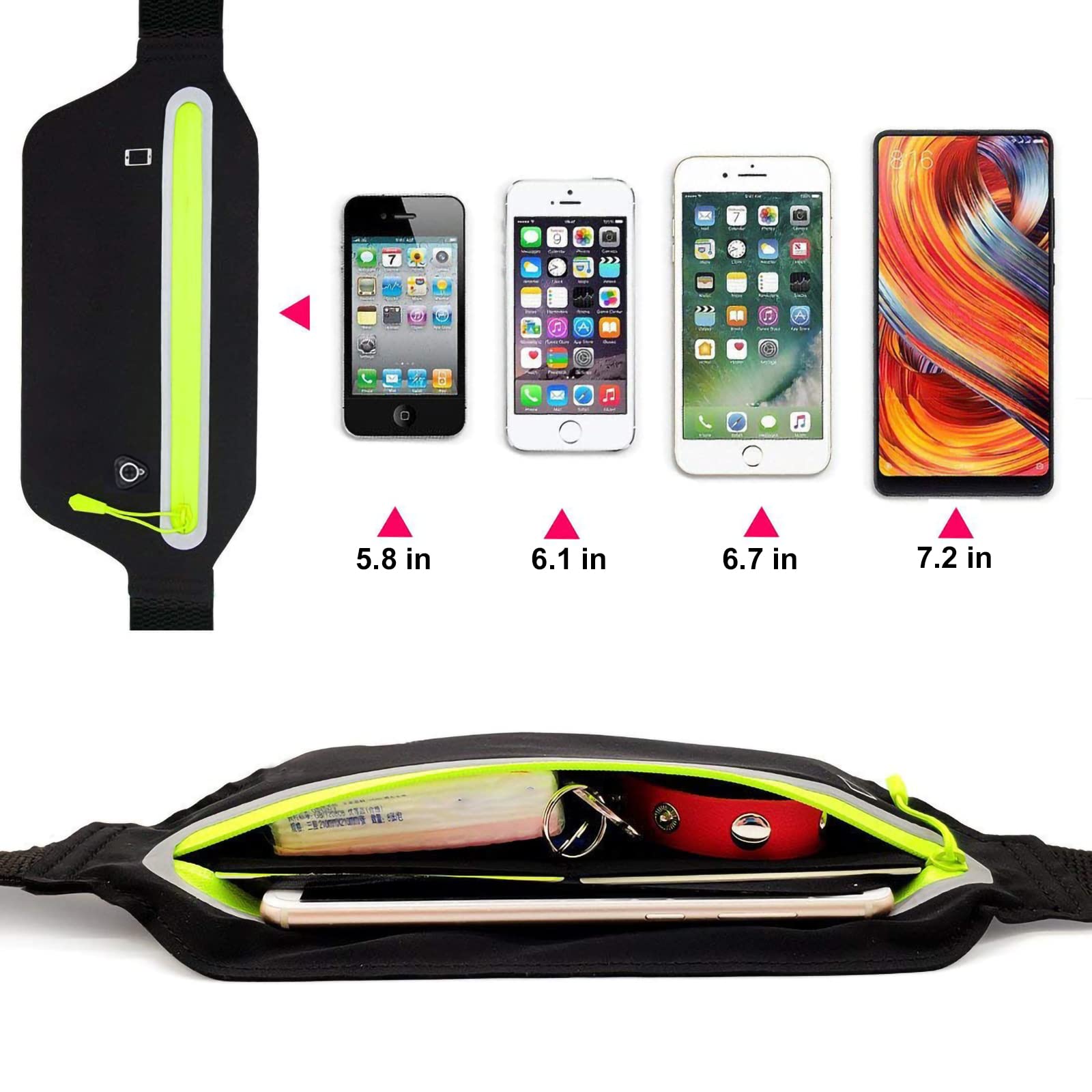 BAIWOAK Marsupio da corsa sottile ultra leggero Nero