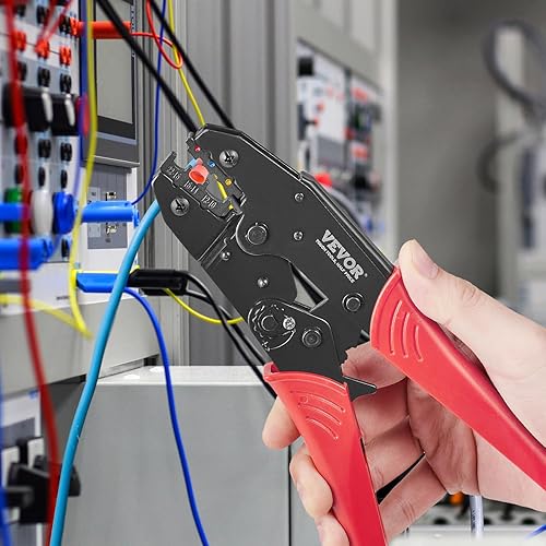 Miniatura 8 de VEVOR Herramienta de prensado para conectores eléctricos aislados, crimpadora de terminales de nailon y termorretráctil AWG22-10, alicates de
