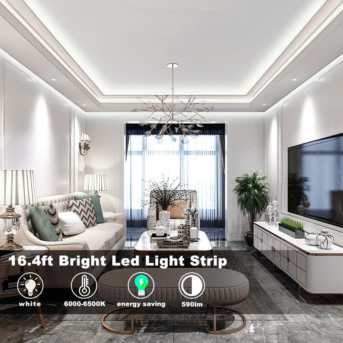 Dimmable White Led Strip Light Bundle with RF Remote White Led Strip Light