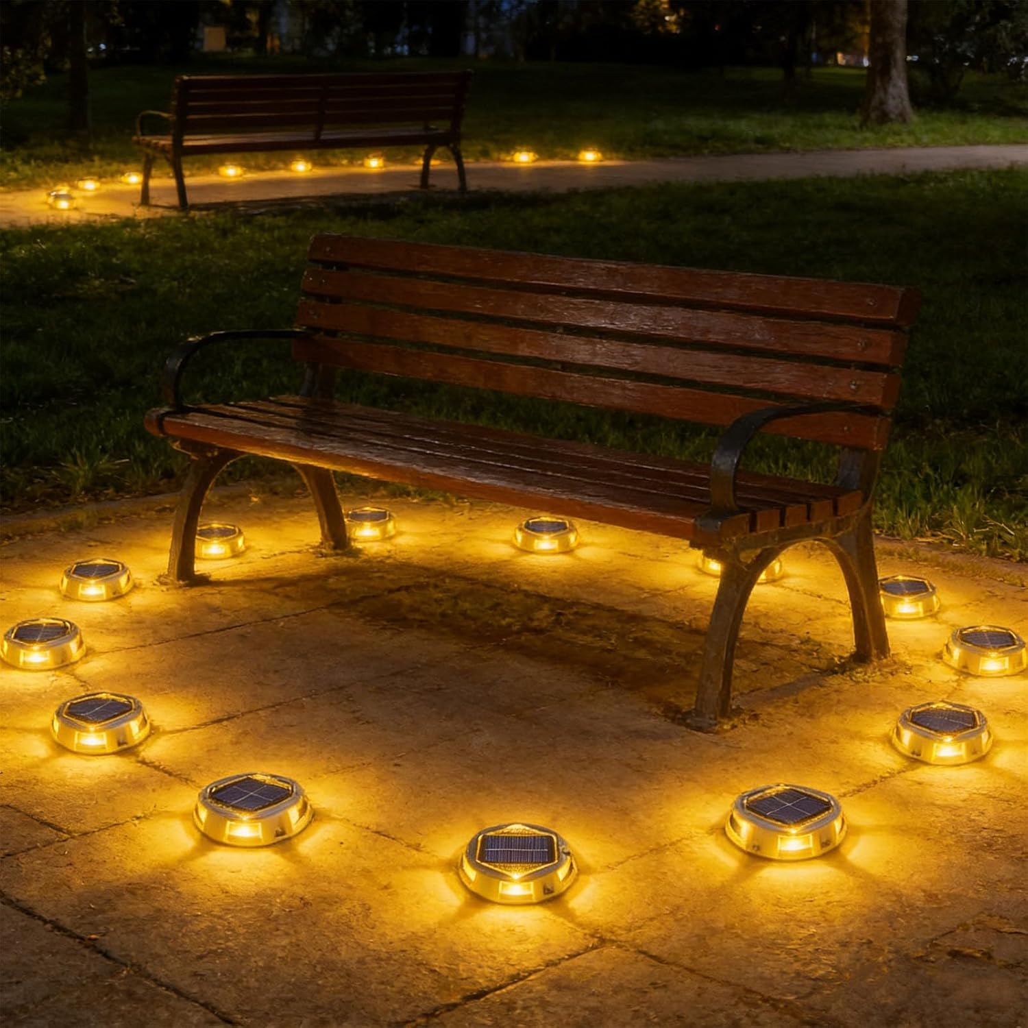 (Pack of 6 Premium Solar Route Radiances Combining Dynamic Colors Easy Installation Permanent Construction Consistent Night Lighting Solar Deck Light