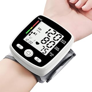 MBUPAI CK-W355 Wrist Blood Pressure Monitor Automatic Digital BP Cuff 2 Users 180 Memory Voice Large Display USB Rechargeable Black