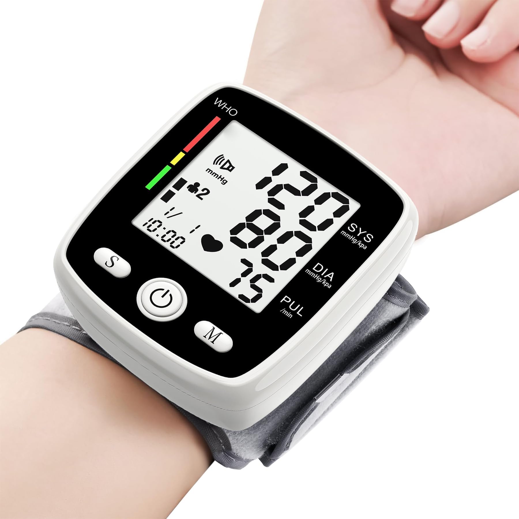 Blood Pressure Monitor Digital Wrist BP Machine Automatic BP Cuff (5.3 to 7.7 in) with 2 Users 180 Memory Voice Large LCD Display Adjustable Cuff USB Charging Carrying Case, Black