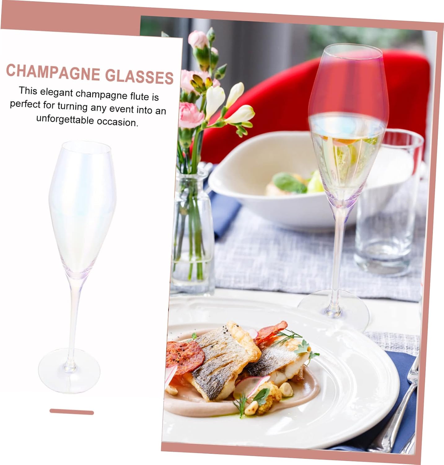 KICHOUSE 2pcs Flutes Elegant Goblets for Weddings Celebrations Special Occasions Lightweight Ergonomic Design for Comfortable Drinking