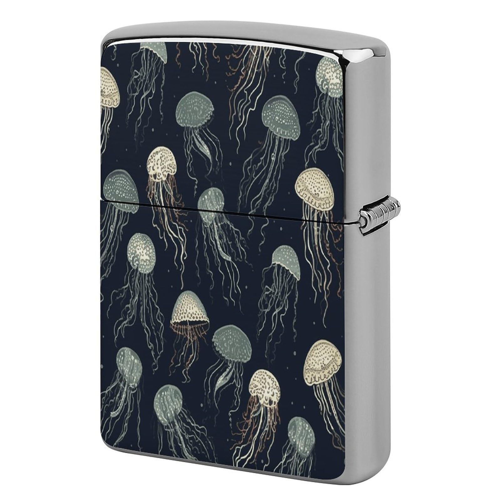 Fekiloot Style Jellyfish Pattern Lighter Case Cover Metal Lighter Case