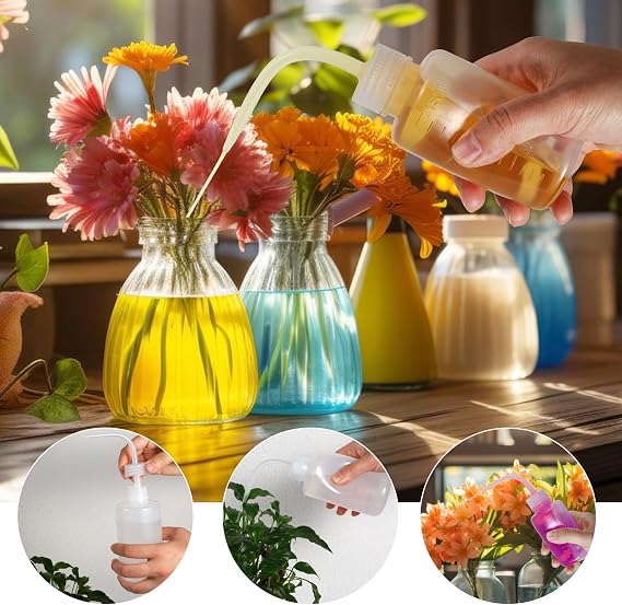3Pcs Wash Bottle 500ml 150ml 250ml, Plastic Lab Wash Bottles, Tattoo Wash Bottles with Scale Labels, Squeeze Bottle No Spill Bend Mouth Watering Cans for Eyelash Cleaning, Plant Watering