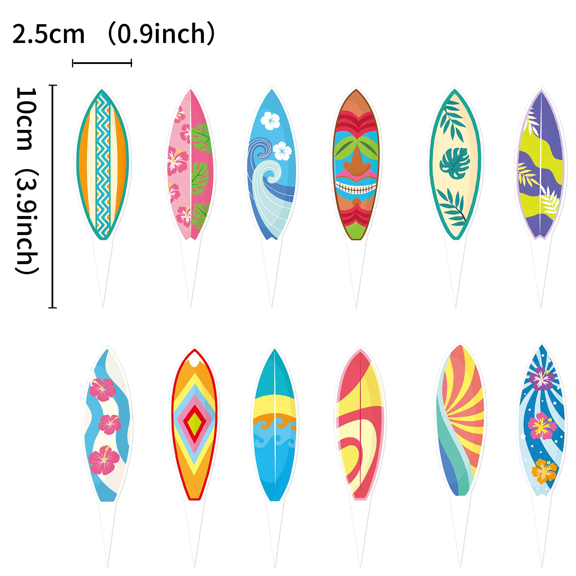Ercadio 36Pcs Surfboard Cupcake Toppers Surfboard Beach Cake Decorations Picks Surfboard Mini Accents for Swimming Pool Summer Beach Party Luau Birthday Baby Shower Party Supplies