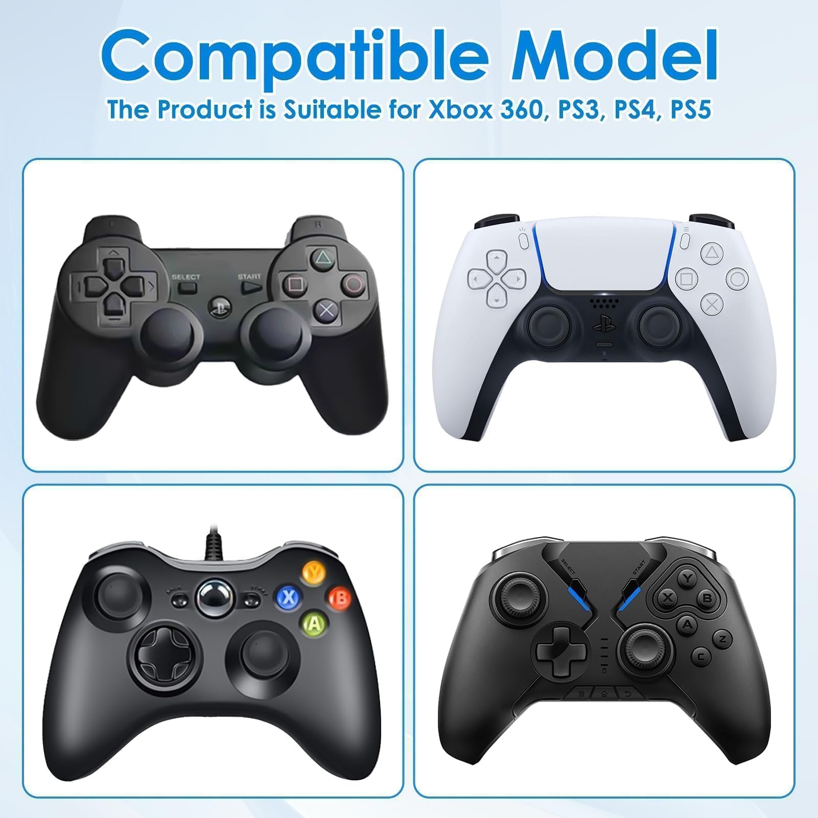 20 Pièces Caoutchoucs de Joystick pour PS5/PS4/PS3, Thumb Stick Ensemble Accessoires, Couvercle de Joystick Protection en Silicone, Capuchons pour Poignées de Manette pour Xbox 360