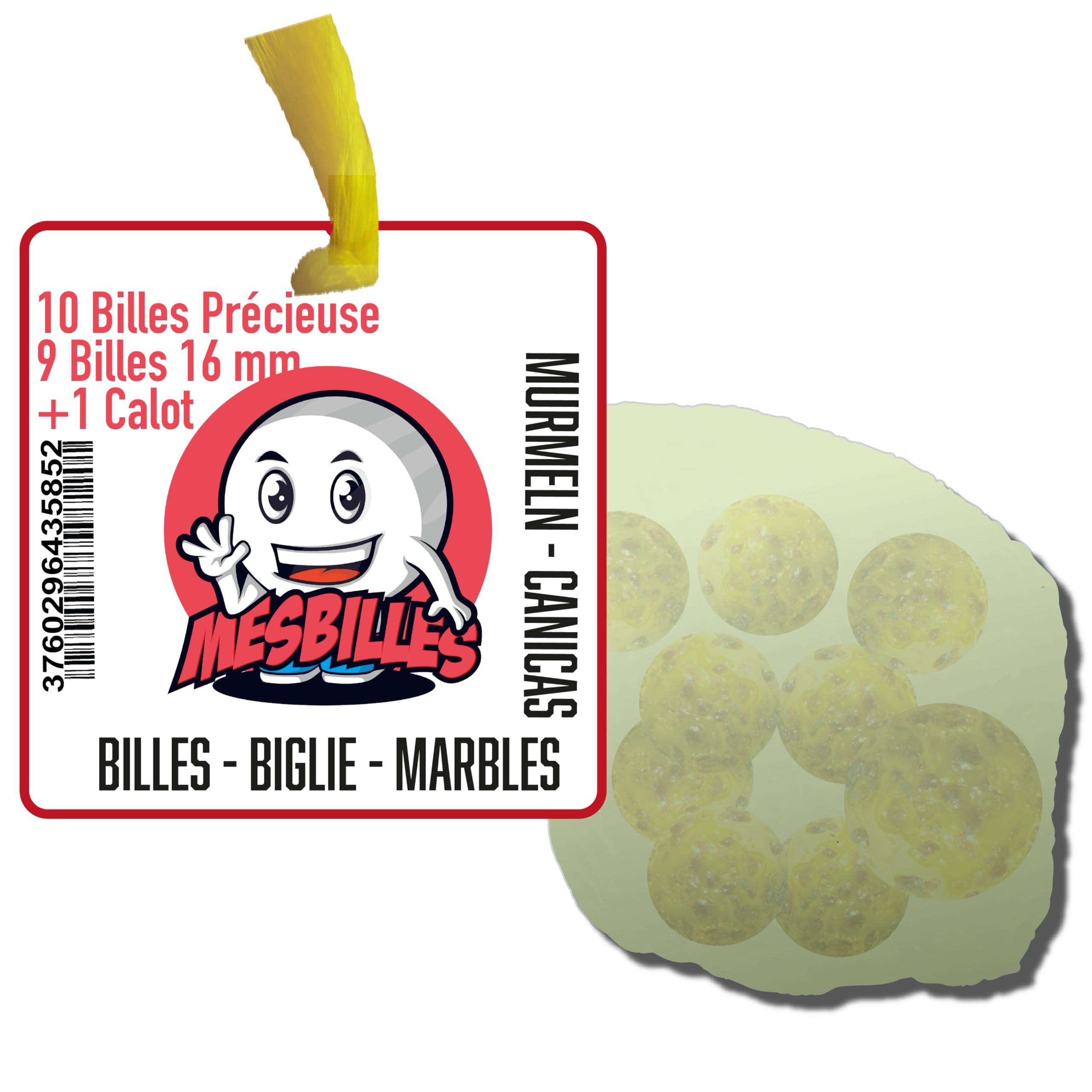 Image secondaire de mesbilles - 10 Billes en Verre Pépite Précieuse - 9 Billes et 1 Calot