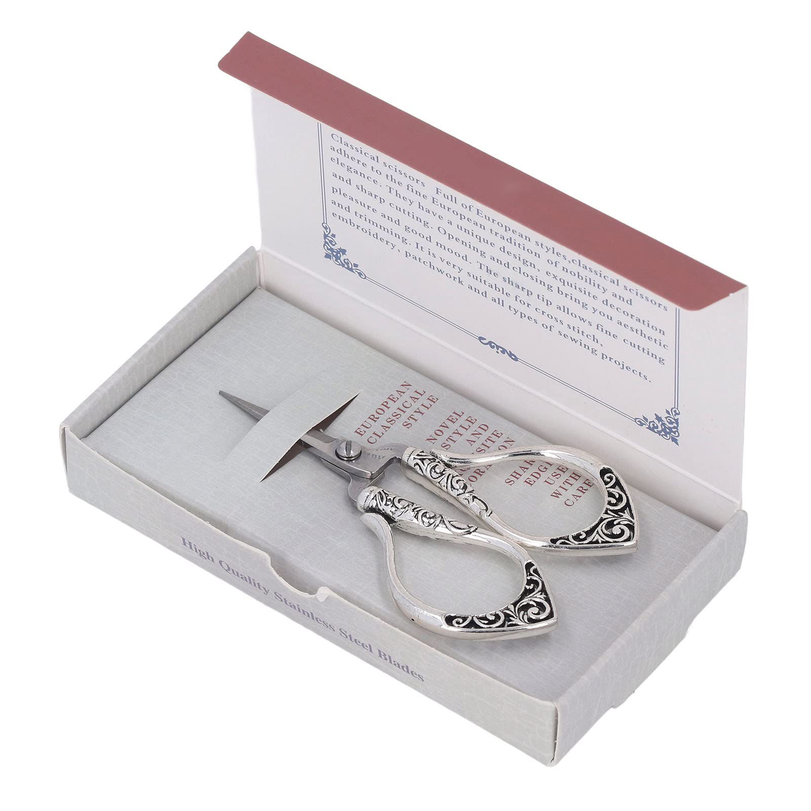 LANTRO JS Sewing Scissors, Portable Stainless Steel with Ergonomic Design and Embossed Pattern for DIY Crafts