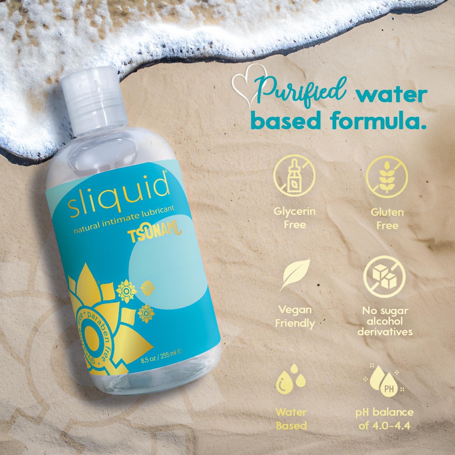 Sliquid Tsunami 2-Pack – Water-Based Lube, Thick Gel Infused with Moisturizing Seaweed Extract, Unscented Personal Lubricant, 8.5 Oz Ea