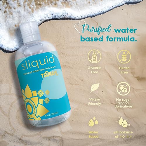 Miniatura 4 de Sliquid Tsunami - Lubricante a base de agua, gel grueso infundido con extracto hidratante de algas marinas, lubricante personal sin perfume, 8.5
