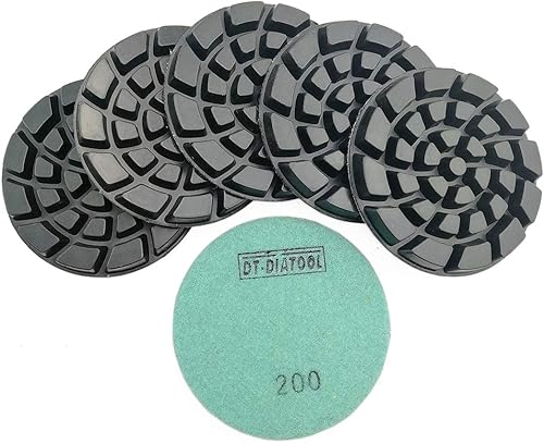 DT-DIATOOL Almohadillas de pulido de diamante para piso, terrazo, diámetro del suelo, grano de 4 pulgadas, 200 unidades, 6 unidades