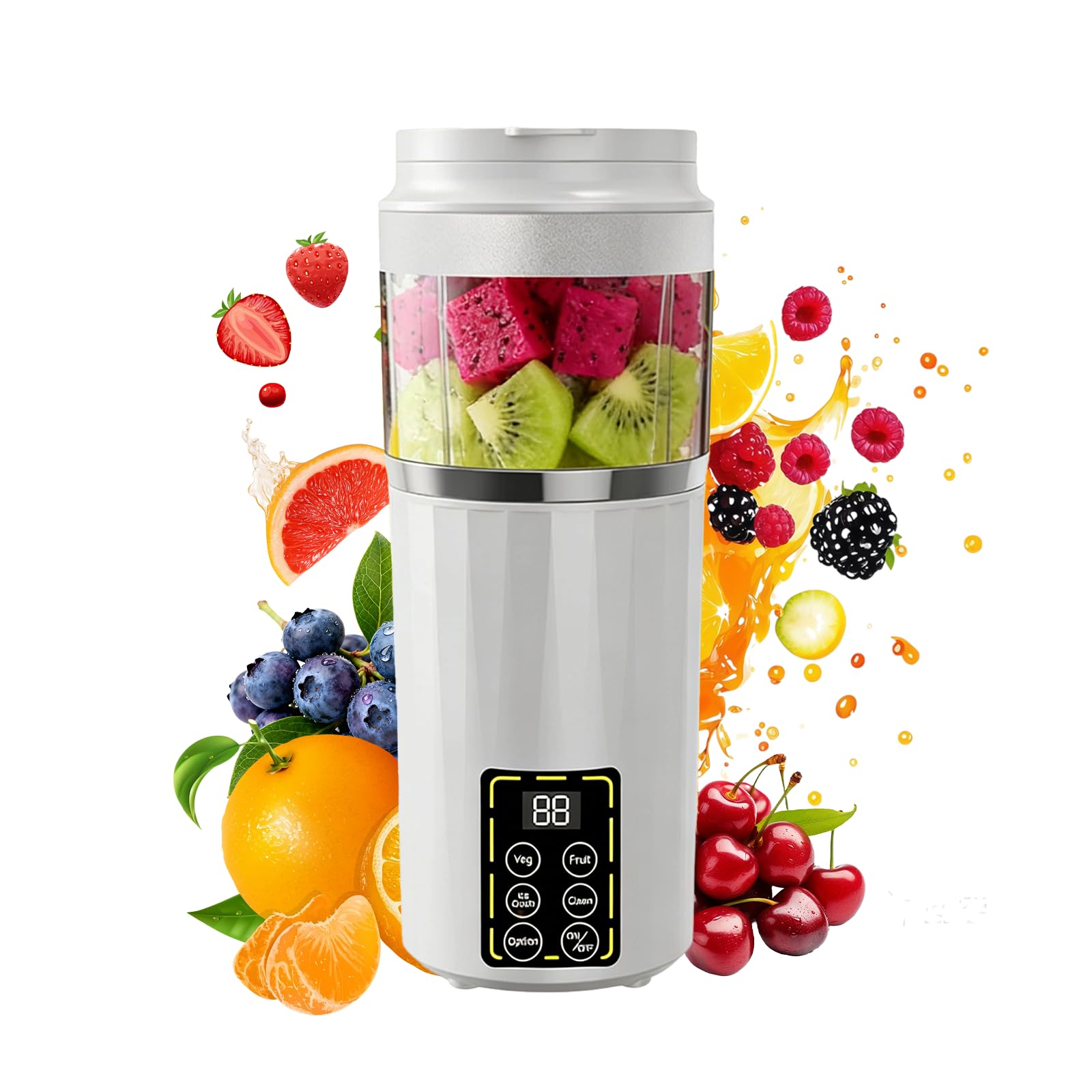 Portable Juicer Blender, 460ml USB Rechargeable Smoothie Maker with 12 Blades and Lid, Portable Fruit Veggie Juicer Maker for Office Gym Traveling
