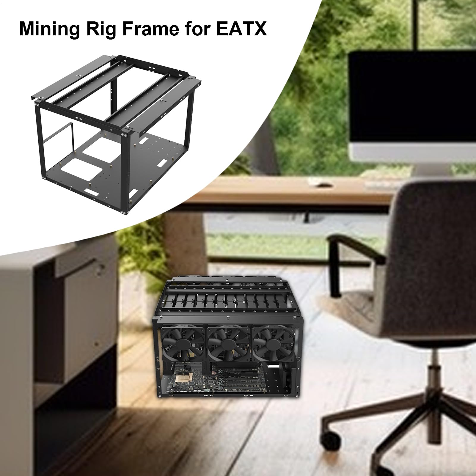 Marco de minería Abierto para Carcasas de PC -rig y duraderas con | refrigeración eficiente, fácil acceso a los componentes de hardware | para el banco de pruebas GPU, la construcción