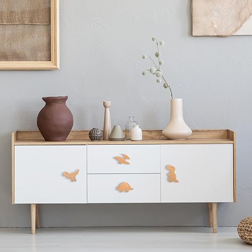 Miniatura 3 de Qunclay Pomos decorativos de madera para gabinetes de madera con tornillos, tiradores de tocador, pomos de madera de animales marinos del bosque,