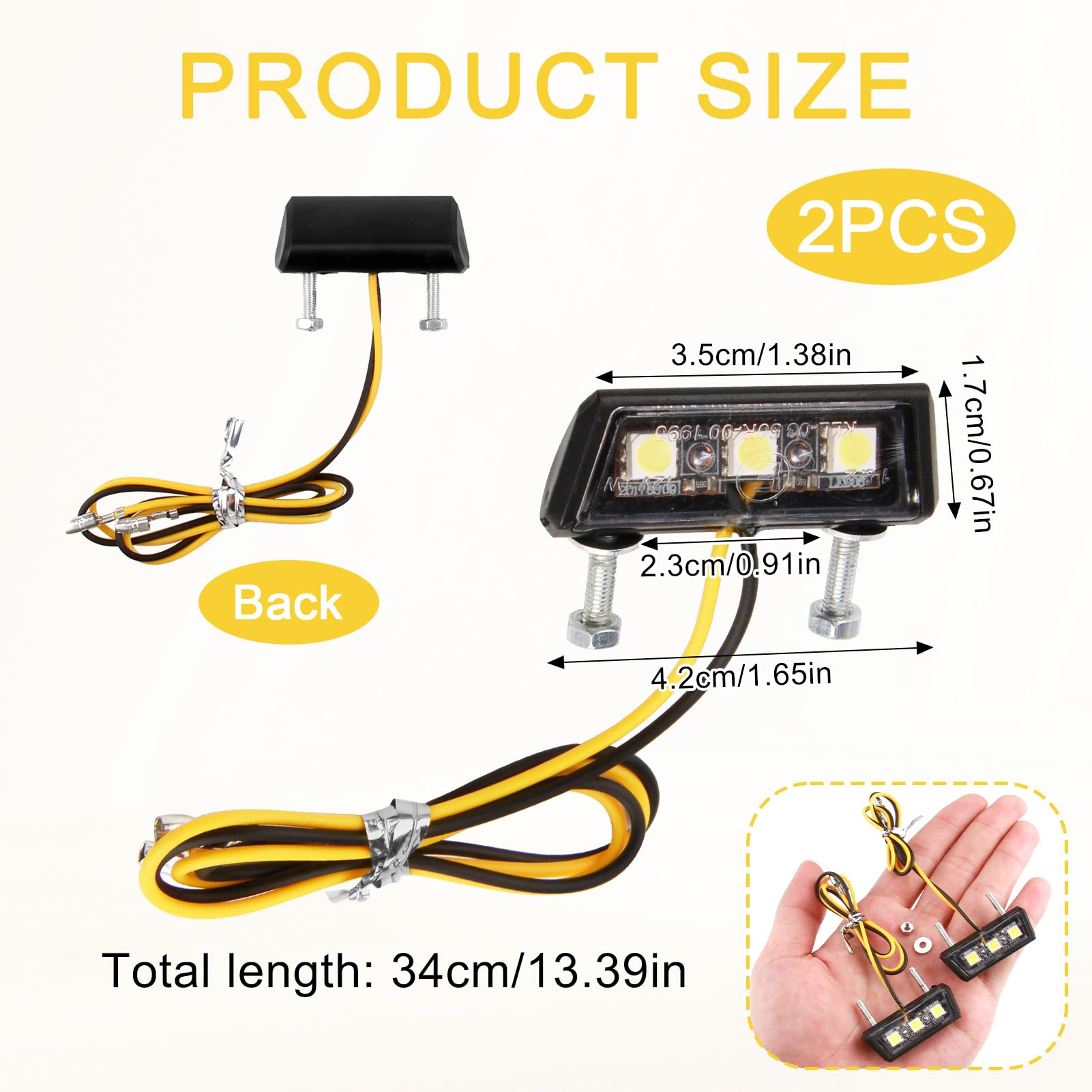 Joynine Luce Targa Moto LED Universale 12V - Fanale Posteriore Con 3 LED, Impermeabile - Foto 9