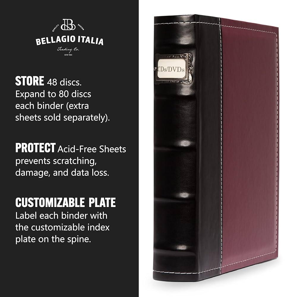 (未使用･未開封品)　Bellagio-Italia DVD Storage Binder - 3 Pack Burgundy tu1jdyt Amazon.com: Bellagio-Italia DVD Storage Binder, Classic Set